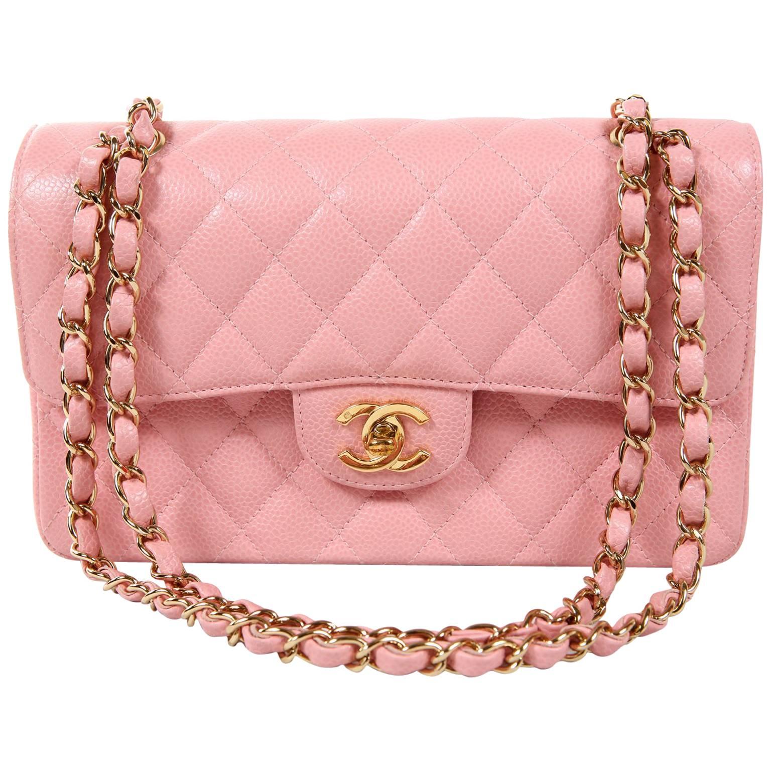 CHANEL 22C Pink Caviar Small Classic Flap LGHW New  Timeless Luxuries